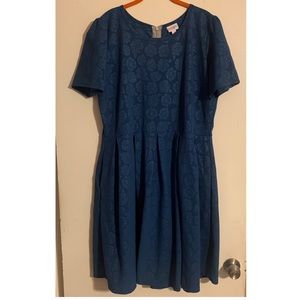 Blue floral embossed dress